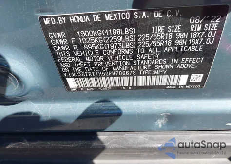 2023 Honda Hr-V 2Wd Sport z USA, uszkodzony, nr VIN 3CZRZ1H50PM706678